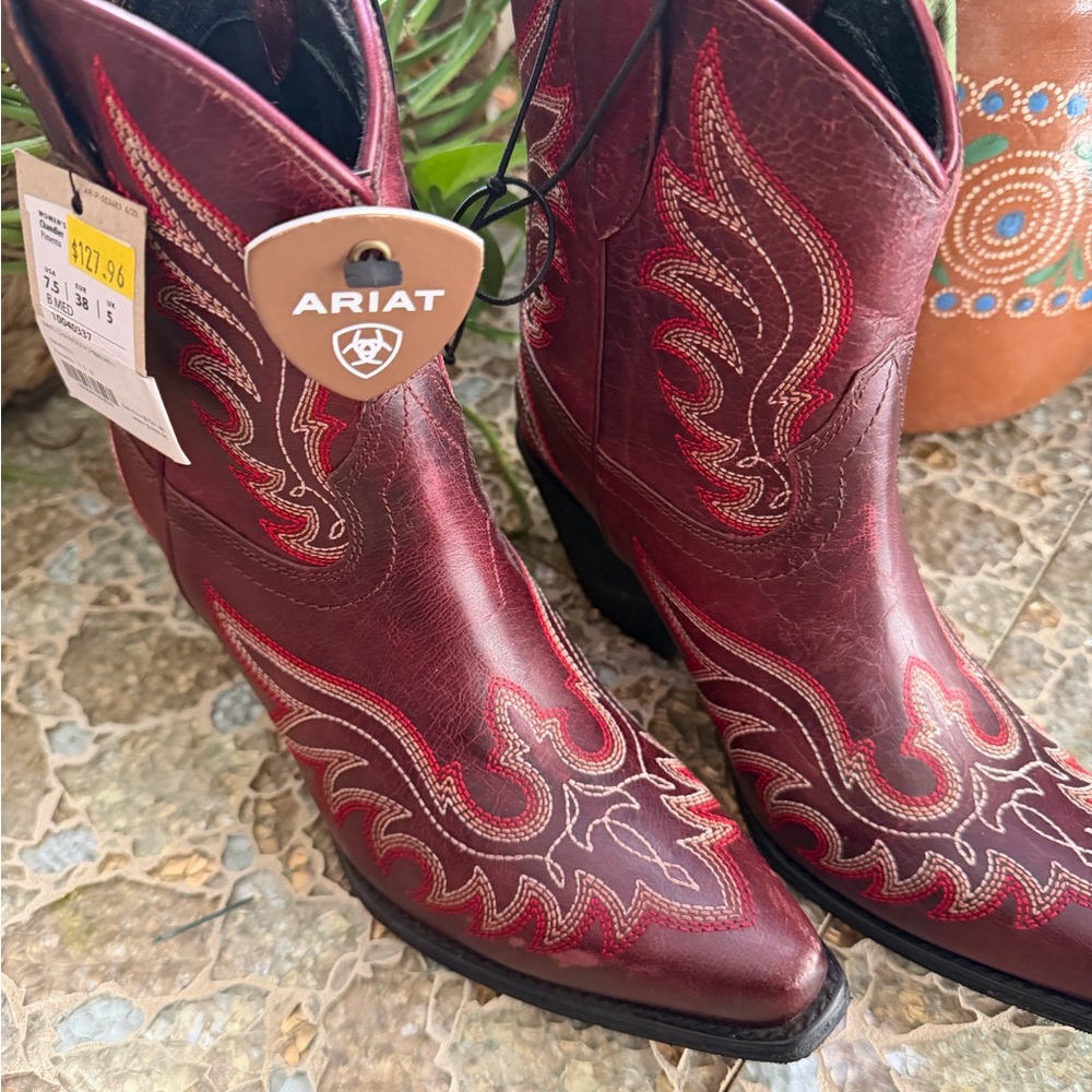 Ariat Pimento Western Boots with Red Embroidery